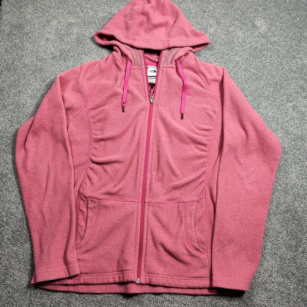 North Face Hoodie Womens M Pink Fleece Full Zip Jacket Outdoor Warm Athletic